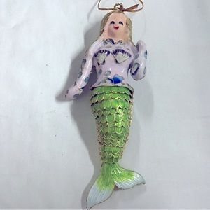Ornament Victorian Enameling green mermaid hinged tail 158104A